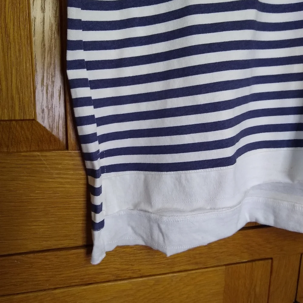 Easel navy & ivory striped oversize short sleeve hoodie - Picture 6 of 14